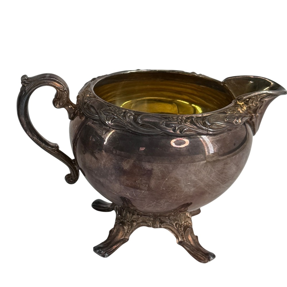 Antique Forbes Rogers & Bro Silverplate Creamer #4604 Gold Wash Footed Victorian